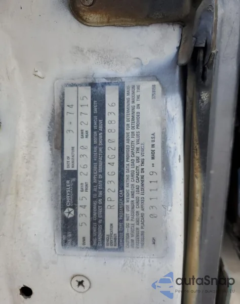 1974 Plymouth Satellite from USA, damaged, VIN RP23G4G208836